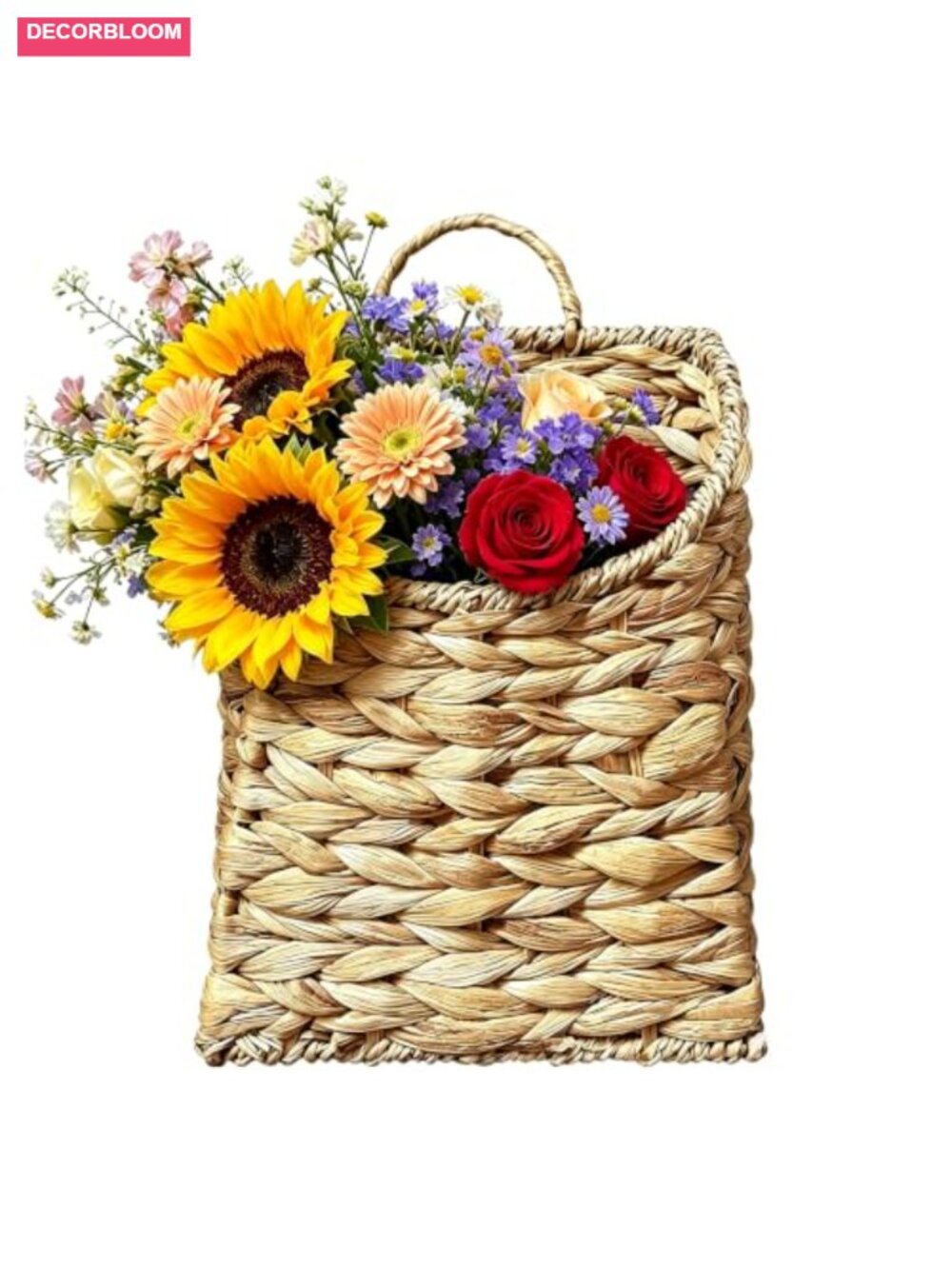 Natural Water Hyacinth Woven Wall Hanging Basket Boho Planter